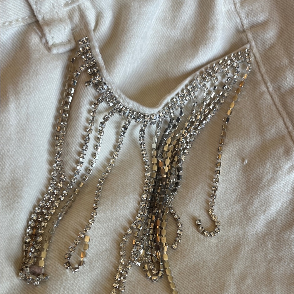 NanaMacs Get Your Groove On Rhinestone Embellished Bell Bottoms (Ivory) - Size L - Picture 6 of 9